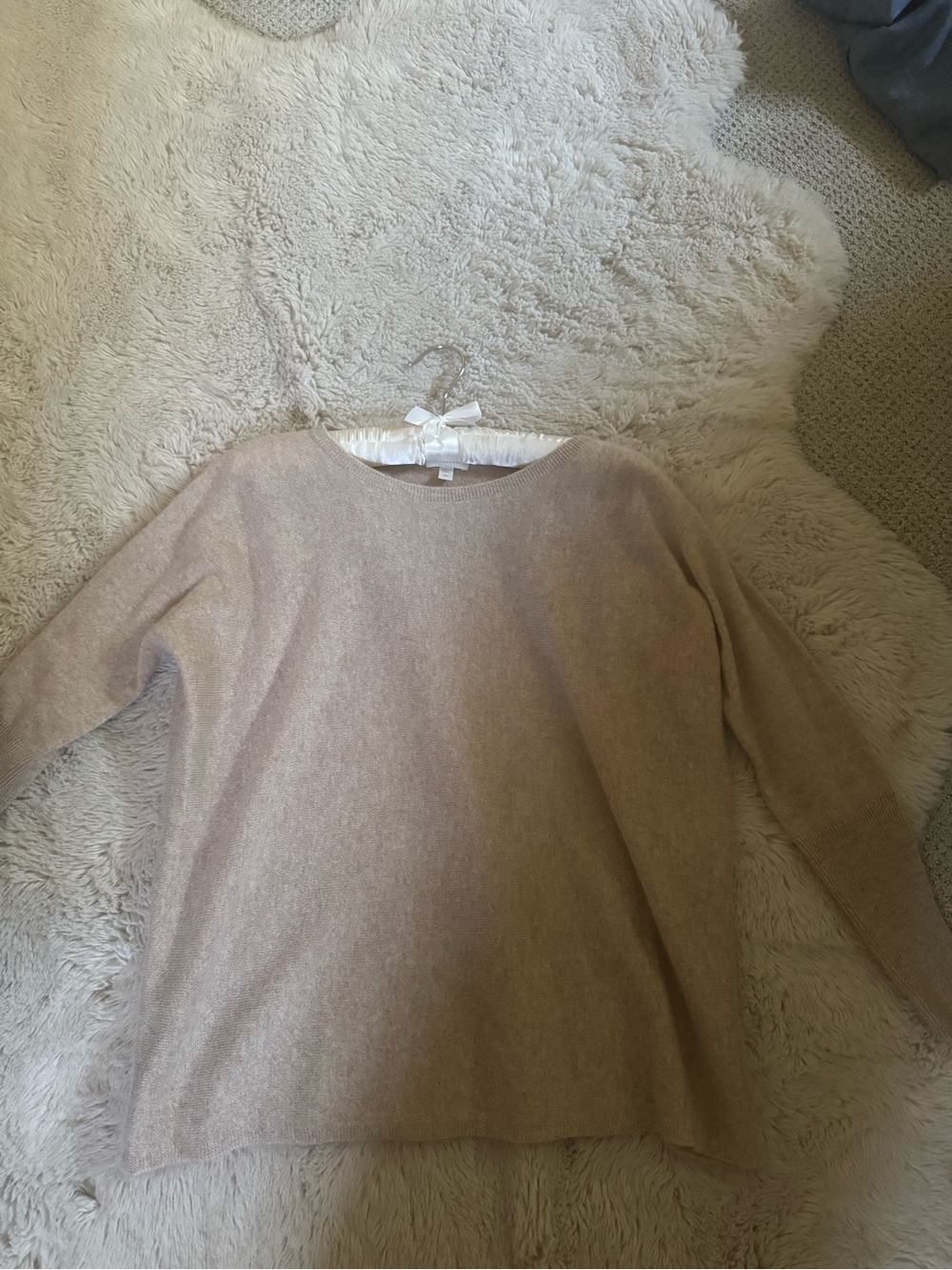 Garnet Hill Cashmere Light Beige Crewneck Sweater